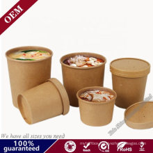 Durable Heavy Duty Pint Ice Cream Kraft Paper Soup Bowl Chinese Takeaway Tubs with Lid
